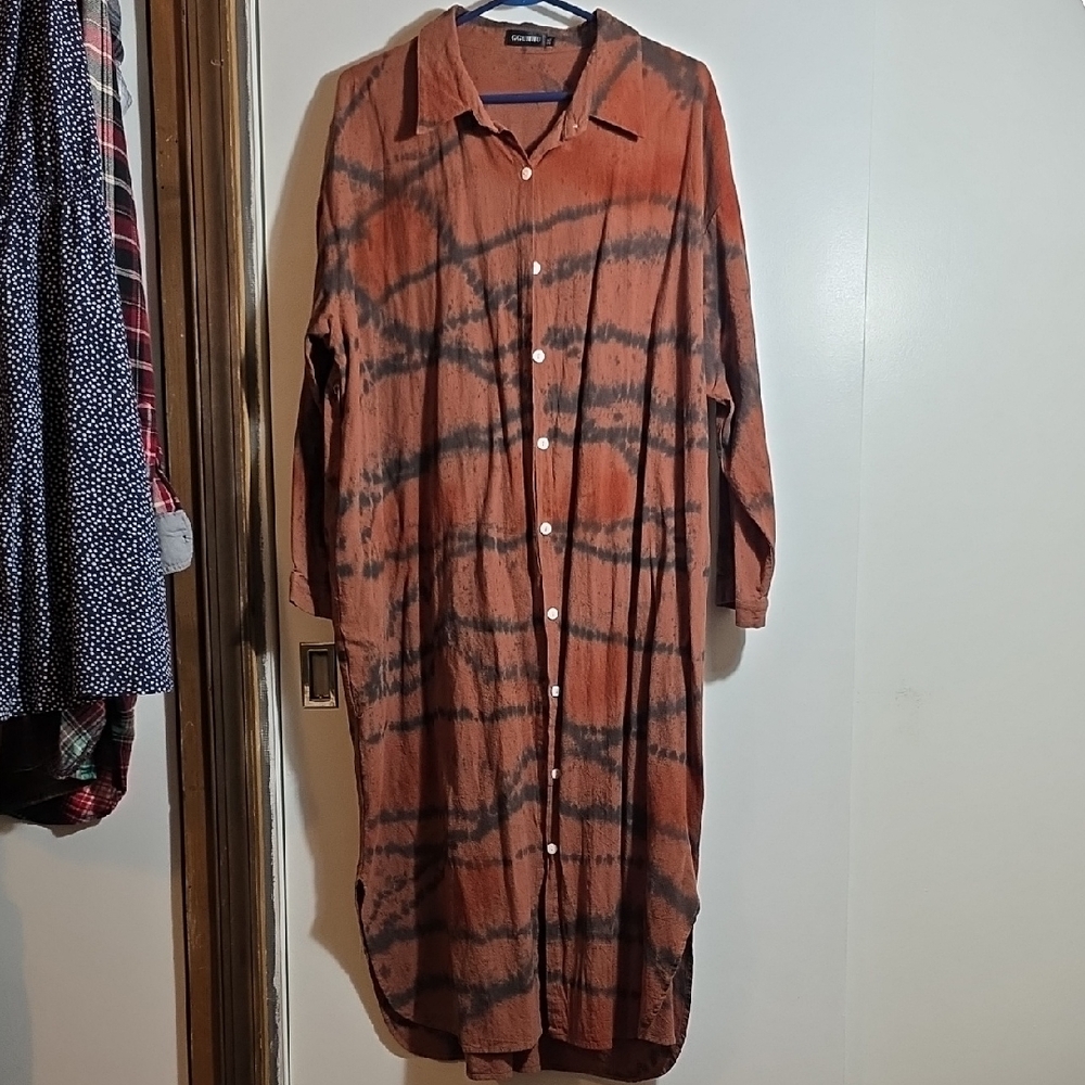 Stylish Tie-Dye Shirt Dress
